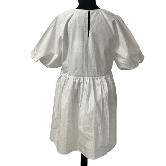 English Factory White Baby doll Mini Puff Sleeve White Dress(Size Large) - Picture 8 of 11